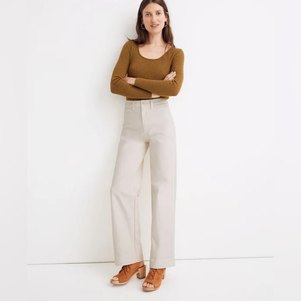 Madewell slim Emmett wide leg crop Cream pants